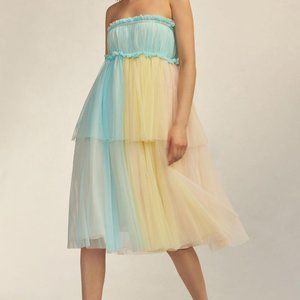 Anthropologie Pernille Rosenkilde Strapless Tiered Tulle Dress